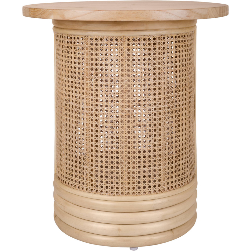 Brisa Side End Table in Natural Finish Rattan & Wood